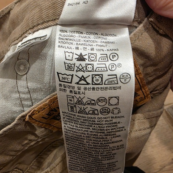 Levis 505 Jeans Mens 32x32 Tan Khaki Regular Fit Straight Leg White Tab - Picture 4 of 14